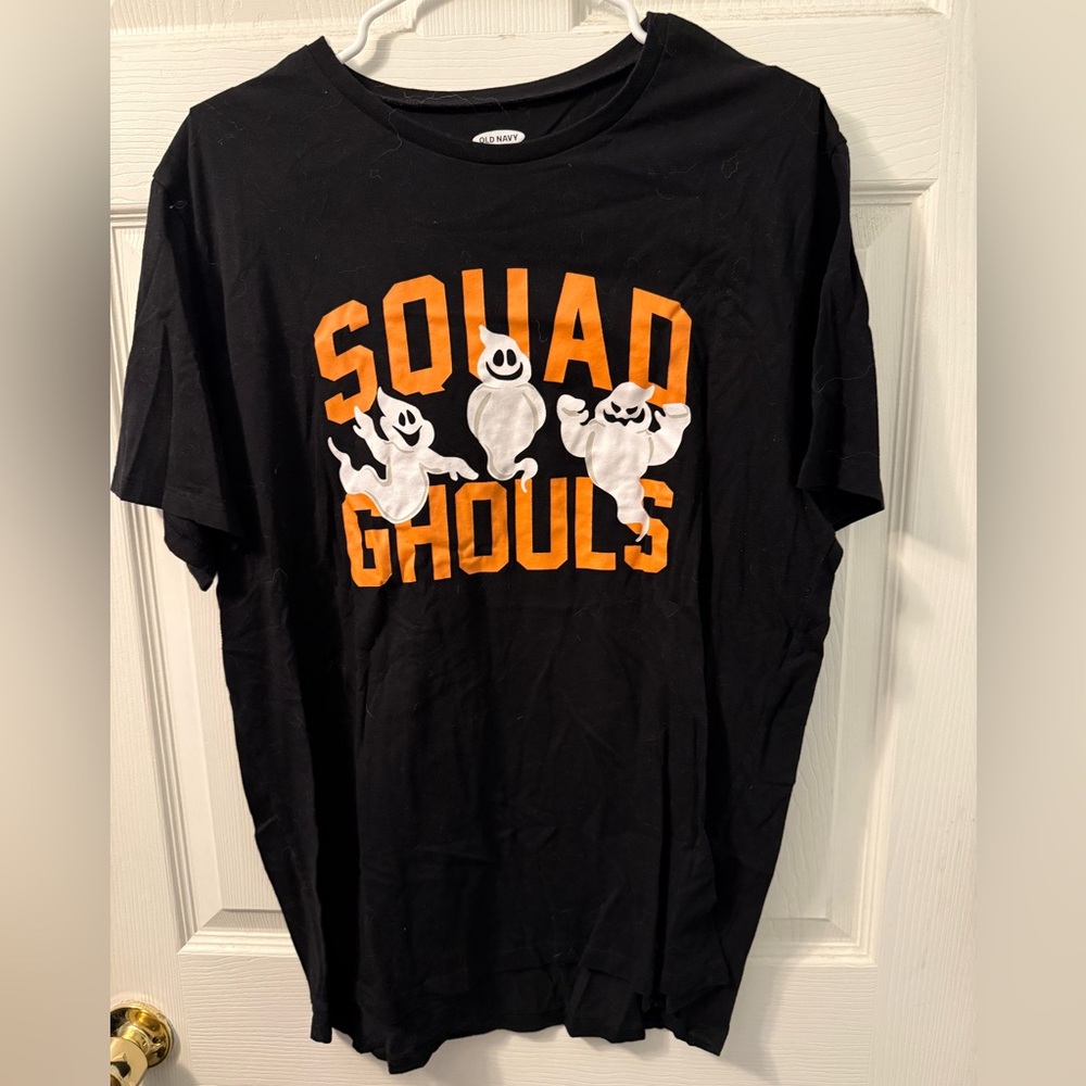 Old Navy Black Halloween Tee with Orange and White Print